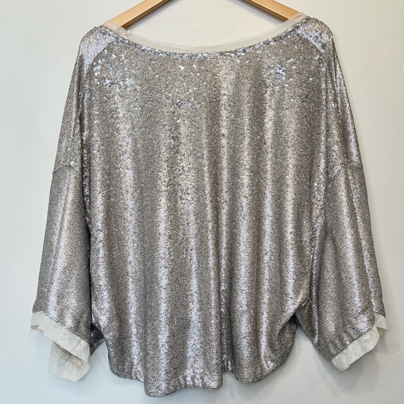 FP | Champagne Dreams Sequined Slouchy Dolman Cropped Boxy Blouse - Picture 6 of 15